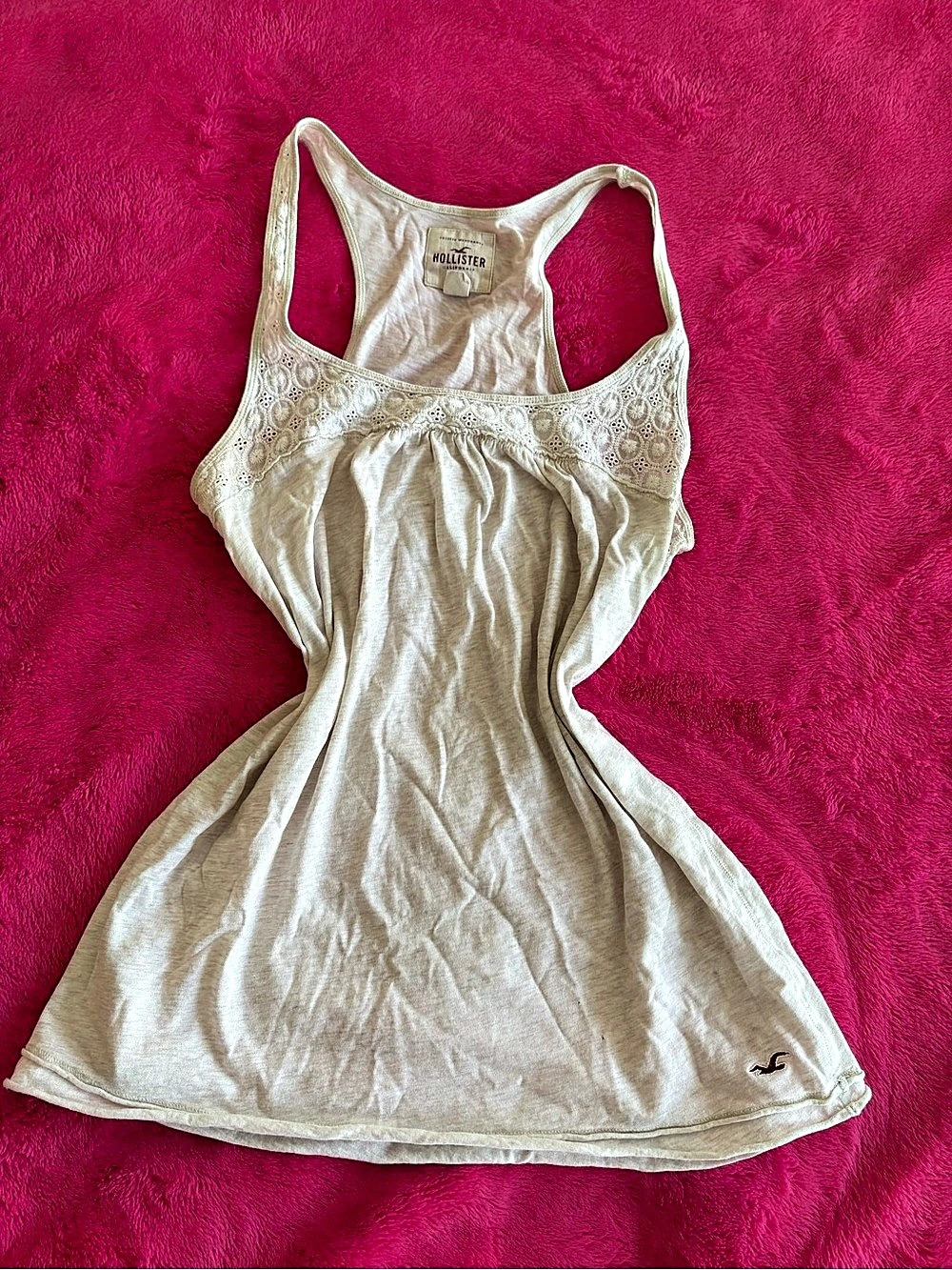 Hollister Lace Trim Tank Top in White Size Medium